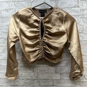 House of Harlow 1960 keyhole peep blouse women’s size small gold tone silk like